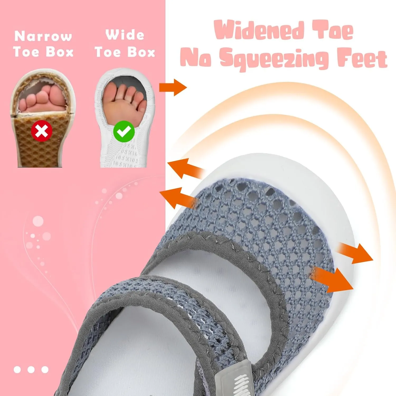 BARERUN Toddler Water Shoes Barefoot Water Shoes for Kids Baby Wide Aqua Socks with Arch Support Quick-Dry Breathable Boys Girls Sandals Walking Shoes for Beach Swim Pool Shoes