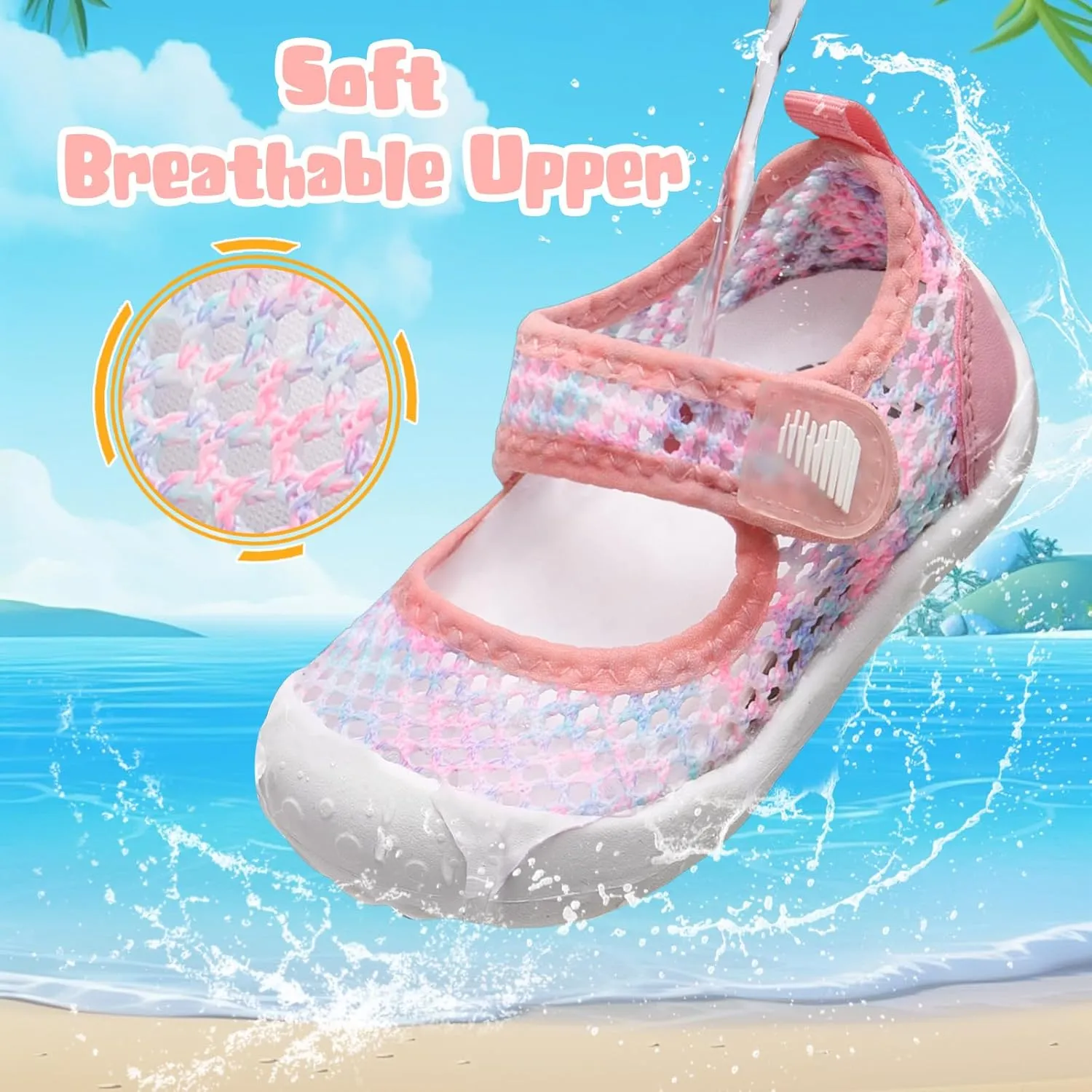BARERUN Toddler Water Shoes Barefoot Water Shoes for Kids Baby Wide Aqua Socks with Arch Support Quick-Dry Breathable Boys Girls Sandals Walking Shoes for Beach Swim Pool Shoes