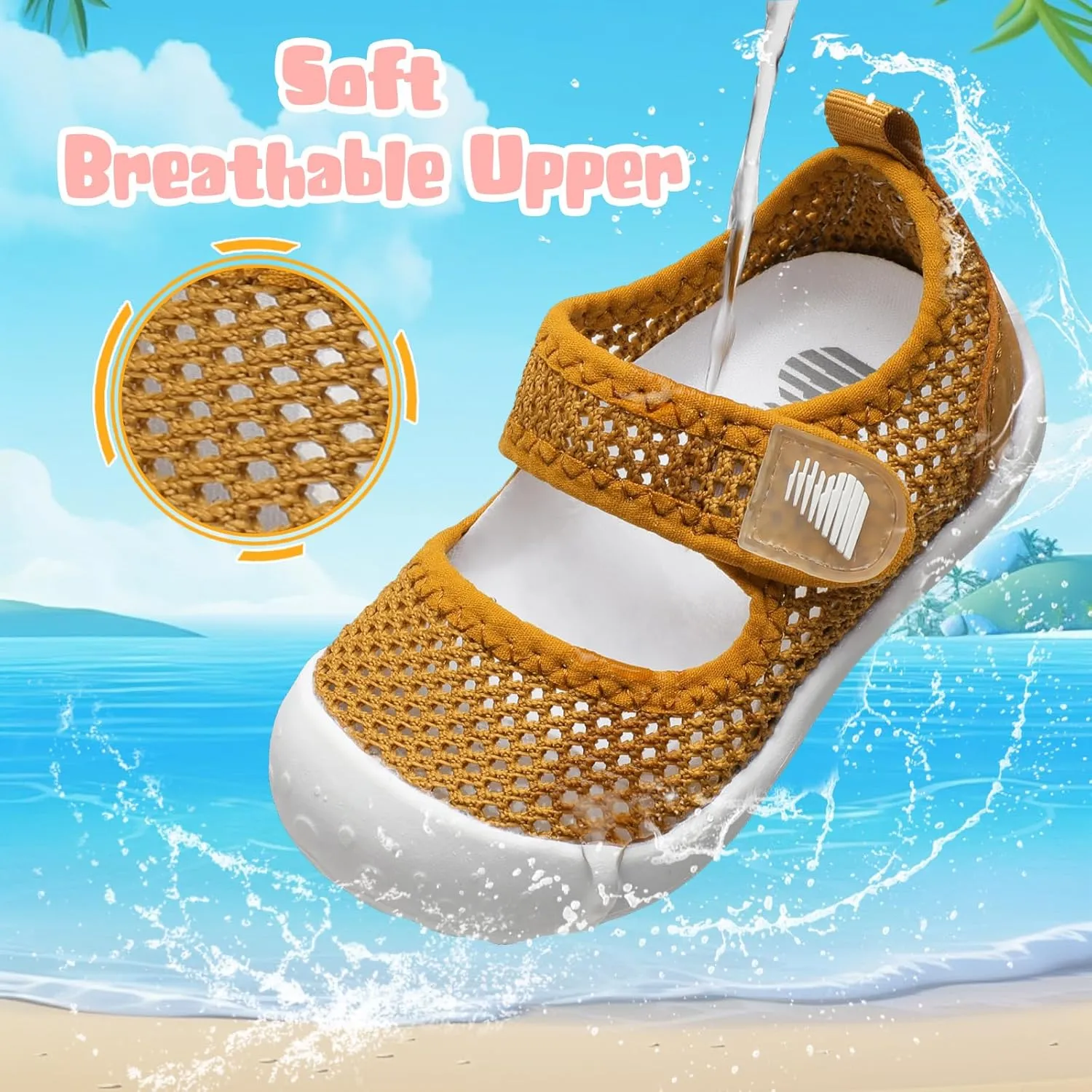 BARERUN Toddler Water Shoes Barefoot Water Shoes for Kids Baby Wide Aqua Socks with Arch Support Quick-Dry Breathable Boys Girls Sandals Walking Shoes for Beach Swim Pool Shoes