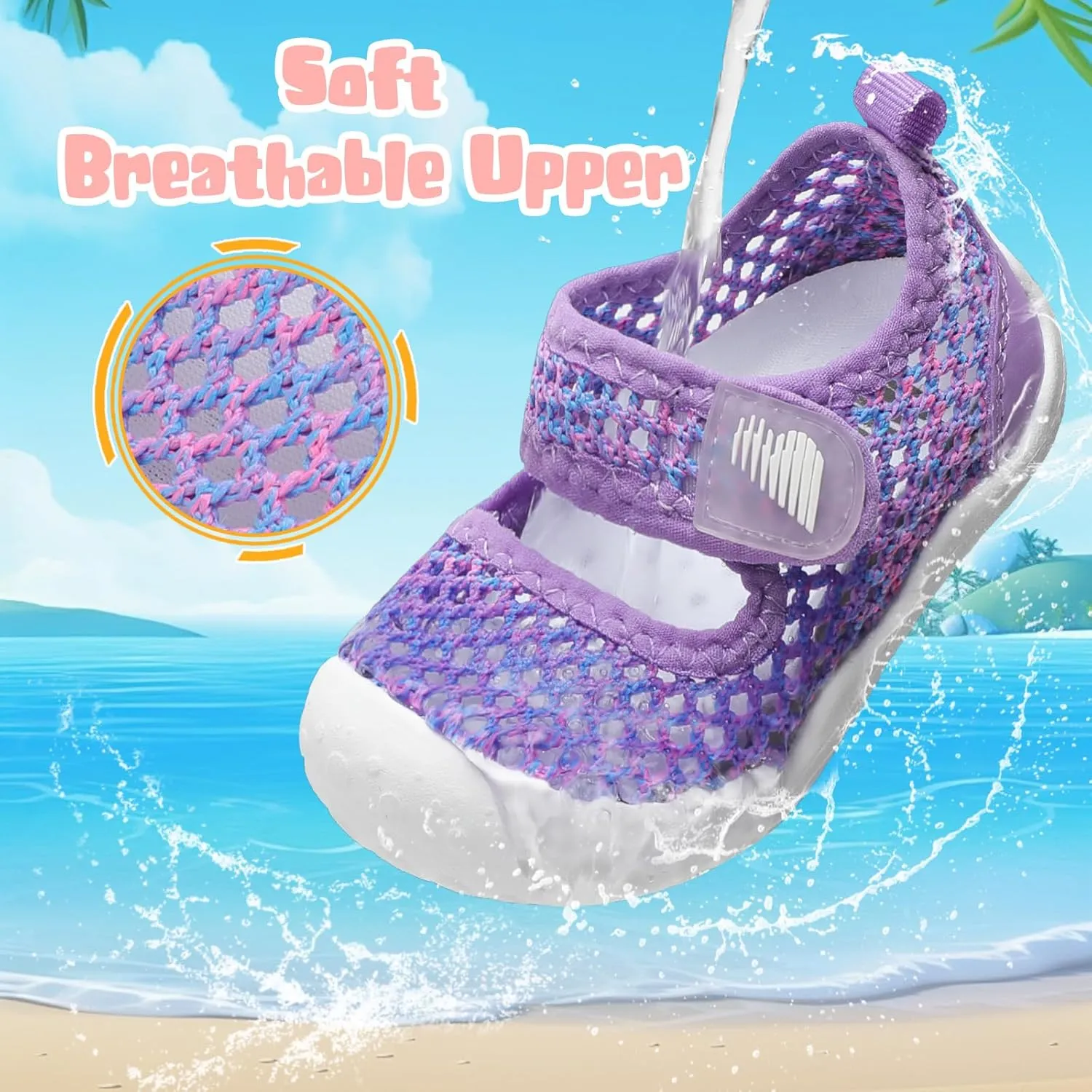 BARERUN Toddler Water Shoes Barefoot Water Shoes for Kids Baby Wide Aqua Socks with Arch Support Quick-Dry Breathable Boys Girls Sandals Walking Shoes for Beach Swim Pool Shoes