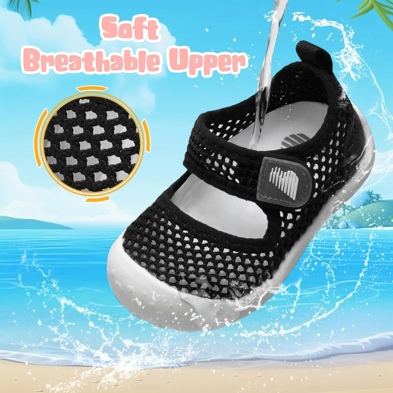 BARERUN Toddler Water Shoes Barefoot Water Shoes for Kids Baby Wide Aqua Socks with Arch Support Quick-Dry Breathable Boys Girls Sandals Walking Shoes for Beach Swim Pool Shoes