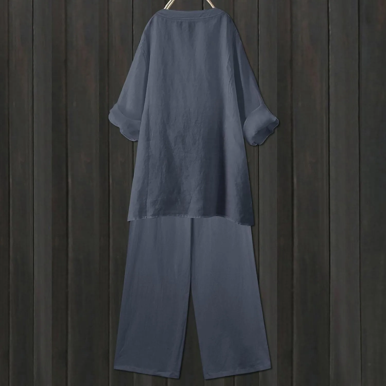Beach Vacation Clothes for Women Summer Linen Matching 2 Piece Sets Casual Loose Oversized Drawstring Pants Outfits