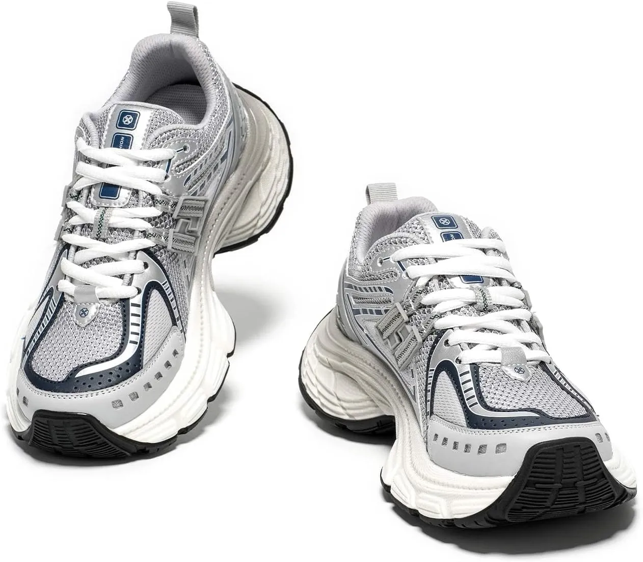 BEAU TODAY Chunky Sneakers for Women, Womens Fashion Sneakers, Lightweight Leather Sneakers for Women, Comfortable Casual Lace-Up Breathable Dad Shoes