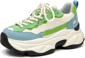 BEAU TODAY Womens Chunky Sneakers, Chunky Shoes for Women, Lace up Comfortable Fashion Dad Sneaker