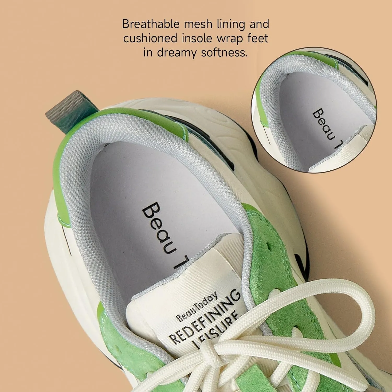 BEAU TODAY Womens Chunky Sneakers, Chunky Shoes for Women, Lace up Comfortable Fashion Dad Sneaker