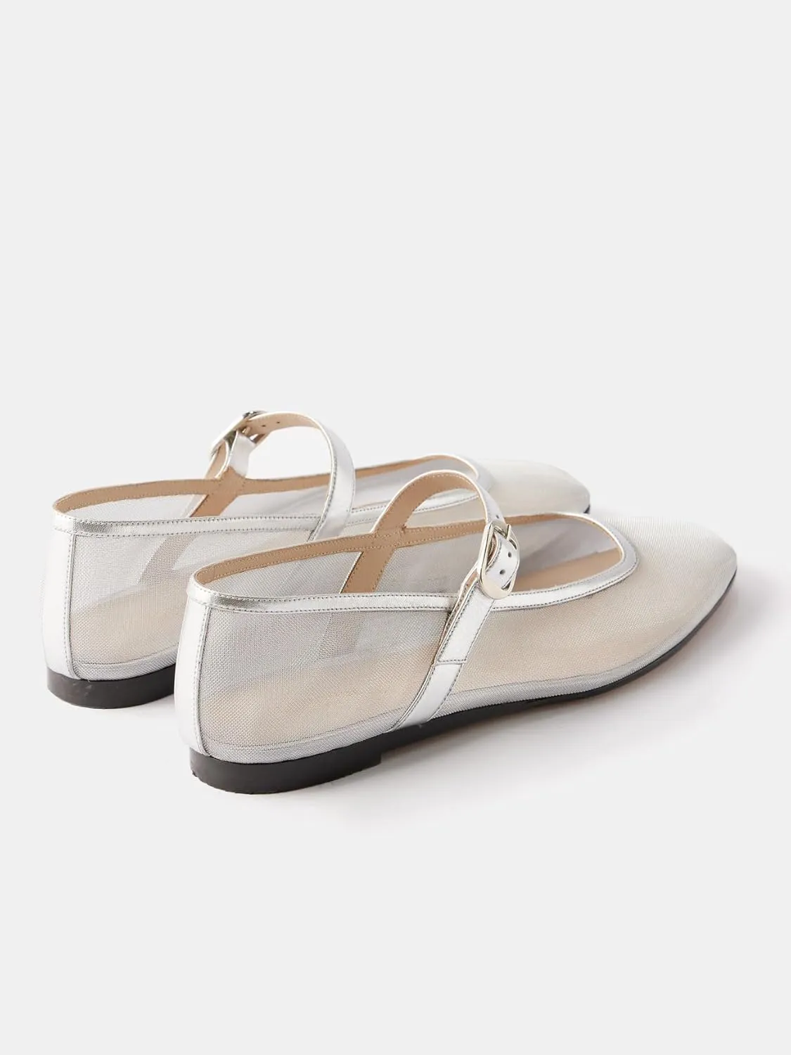 Beauty Cry Mary Janes Ballet Flats for Women Mesh Clear Tulle Ballerina Flat Shoes