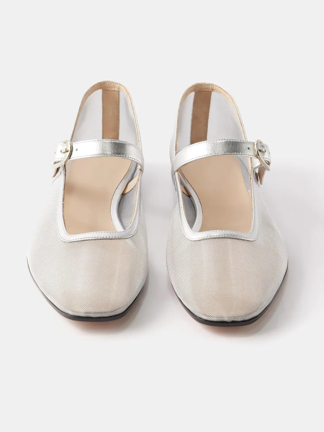Beauty Cry Mary Janes Ballet Flats for Women Mesh Clear Tulle Ballerina Flat Shoes