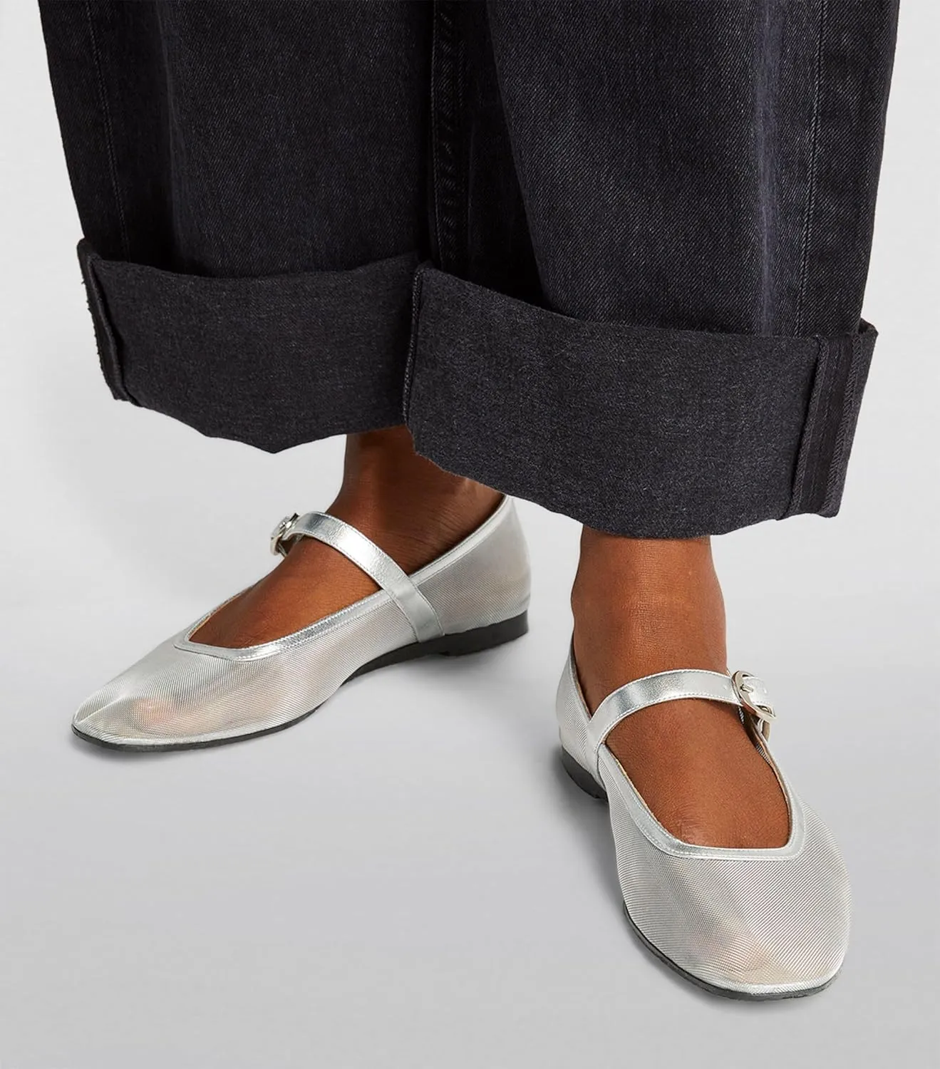 Beauty Cry Mary Janes Ballet Flats for Women Mesh Clear Tulle Ballerina Flat Shoes