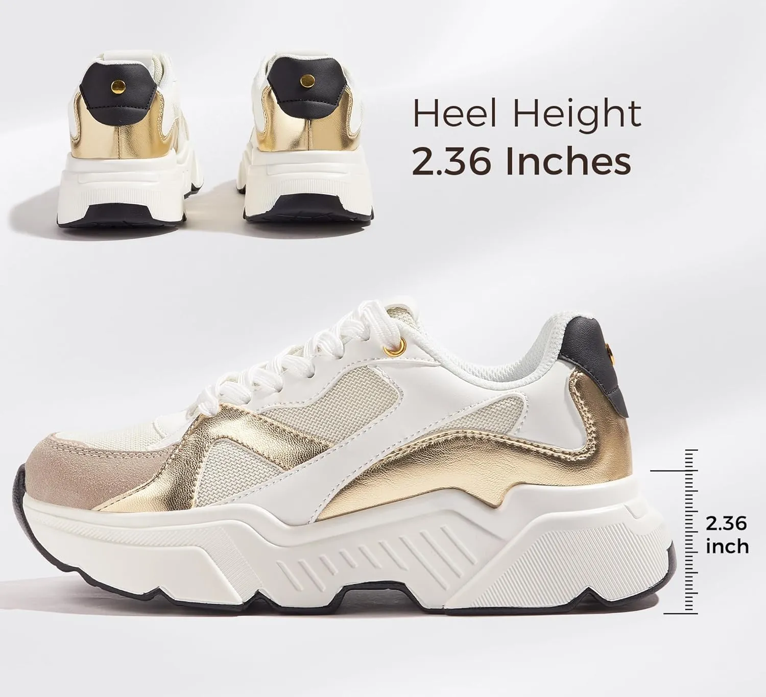 BELOS Women's Platform Chunky Sneakers Fashion Dad Sneakers Casual Lace Up Comfortable Lightweigt Walking Shoes