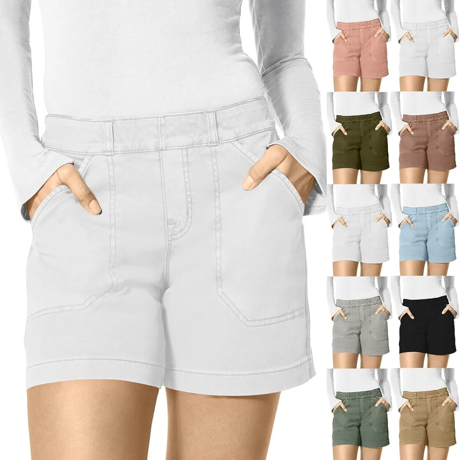 Bermuda Shorts for Women Trendy 2025 Casual Summer High Waisted Chino Shorts Straight Leg Hiking Vacation Outfits