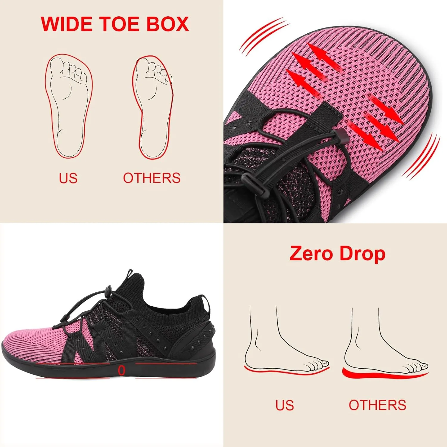 Besroad Womens Slip On Walking Shoes Wide Toe Barefoot Shoes Minimalist Zero Drop Shoes Breathable Tennis Shoes Fashion Casual Sneakers
