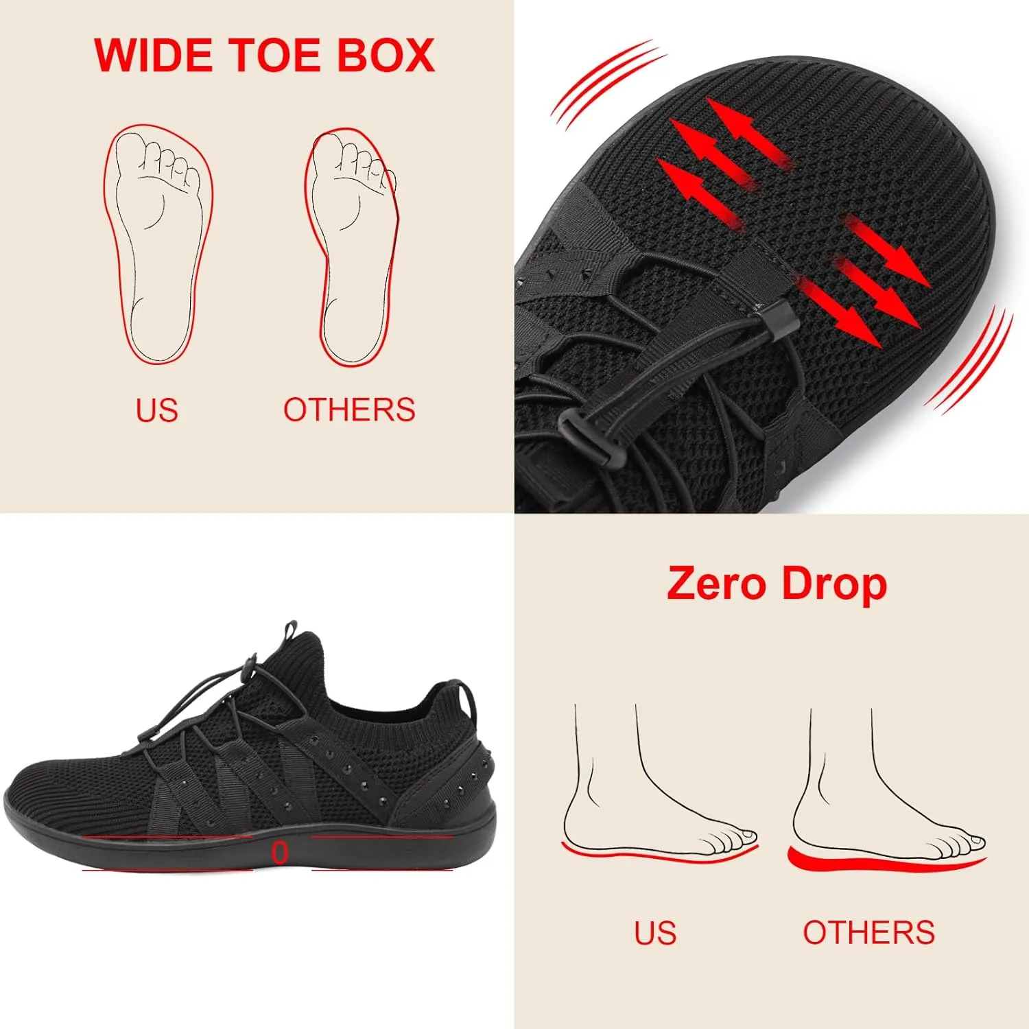 Besroad Womens Slip On Walking Shoes Wide Toe Barefoot Shoes Minimalist Zero Drop Shoes Breathable Tennis Shoes Fashion Casual Sneakers