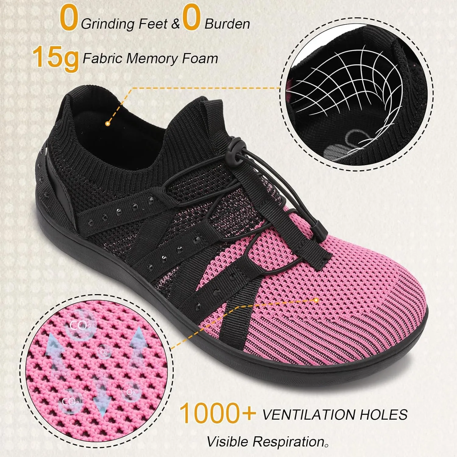 Besroad Womens Slip On Walking Shoes Wide Toe Barefoot Shoes Minimalist Zero Drop Shoes Breathable Tennis Shoes Fashion Casual Sneakers