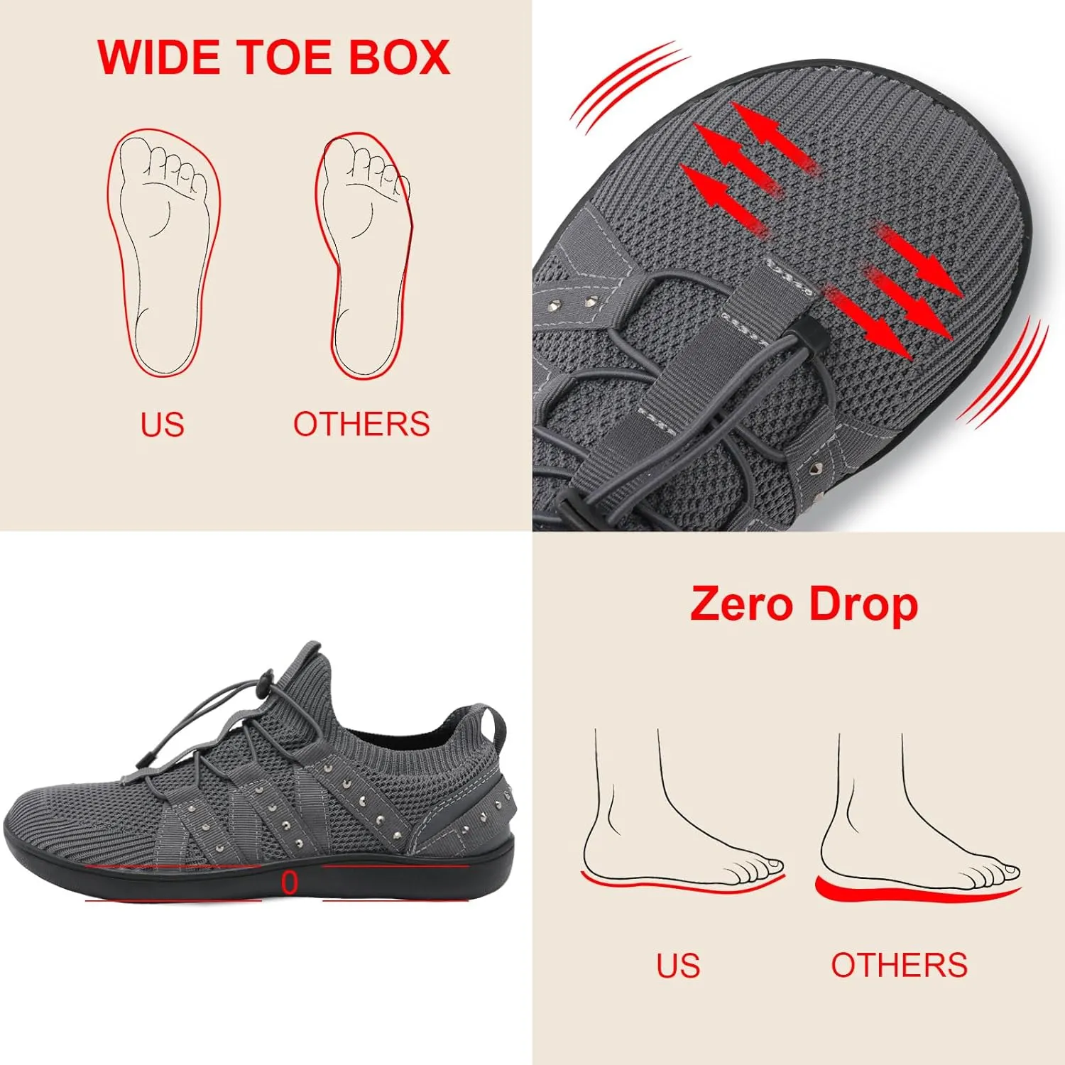 Besroad Womens Slip On Walking Shoes Wide Toe Barefoot Shoes Minimalist Zero Drop Shoes Breathable Tennis Shoes Fashion Casual Sneakers