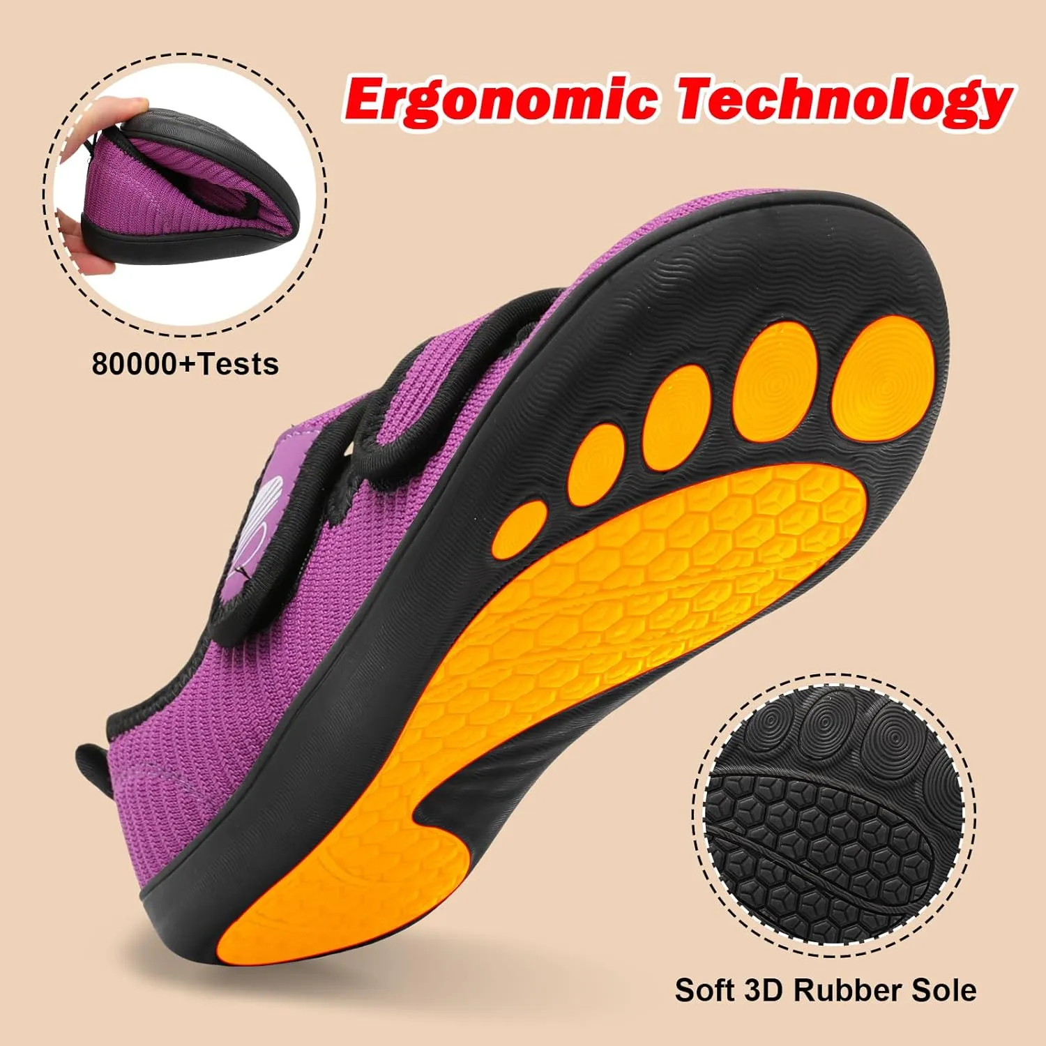 Besroad Womens Walking Shoes Wide Diabetic Shoes Adjustable Barefoot Casual Sneakers Breathable Zero Drop Arthritis Edema Sneakers Indoor Outdoor
