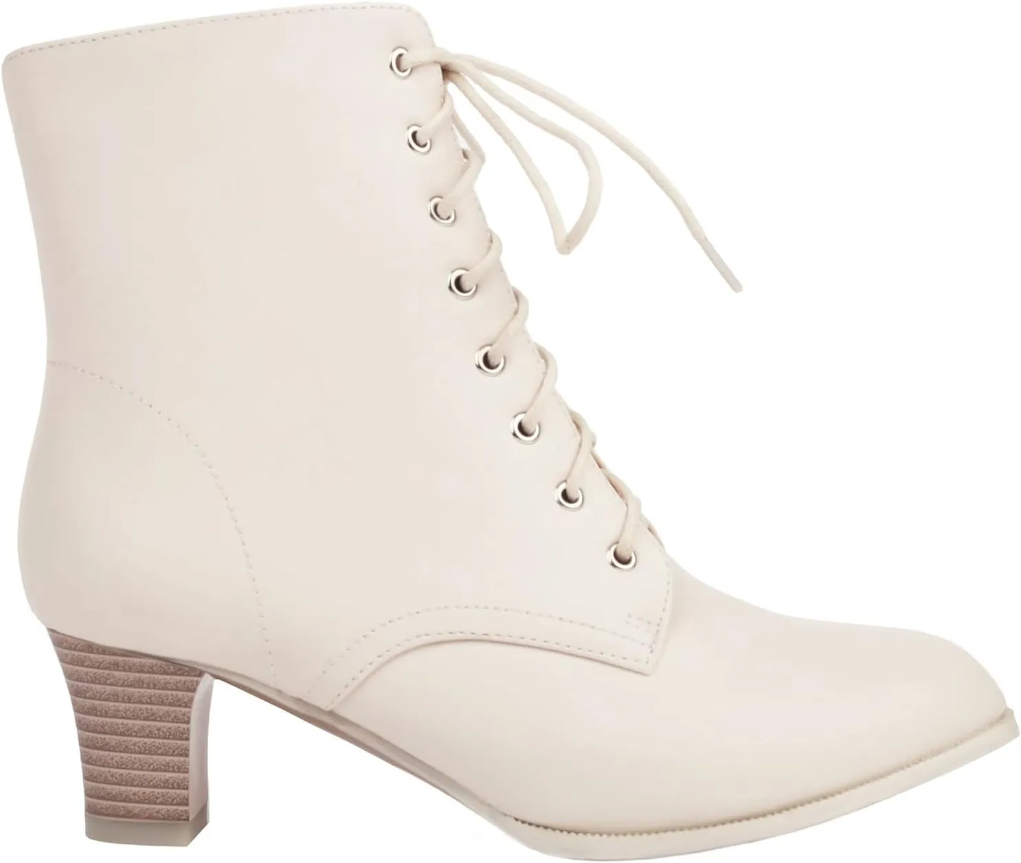 Betastella Women's Lace Up Booties Chunky Heel Ankle Boots Side Zip Short Boots Dress Shoes