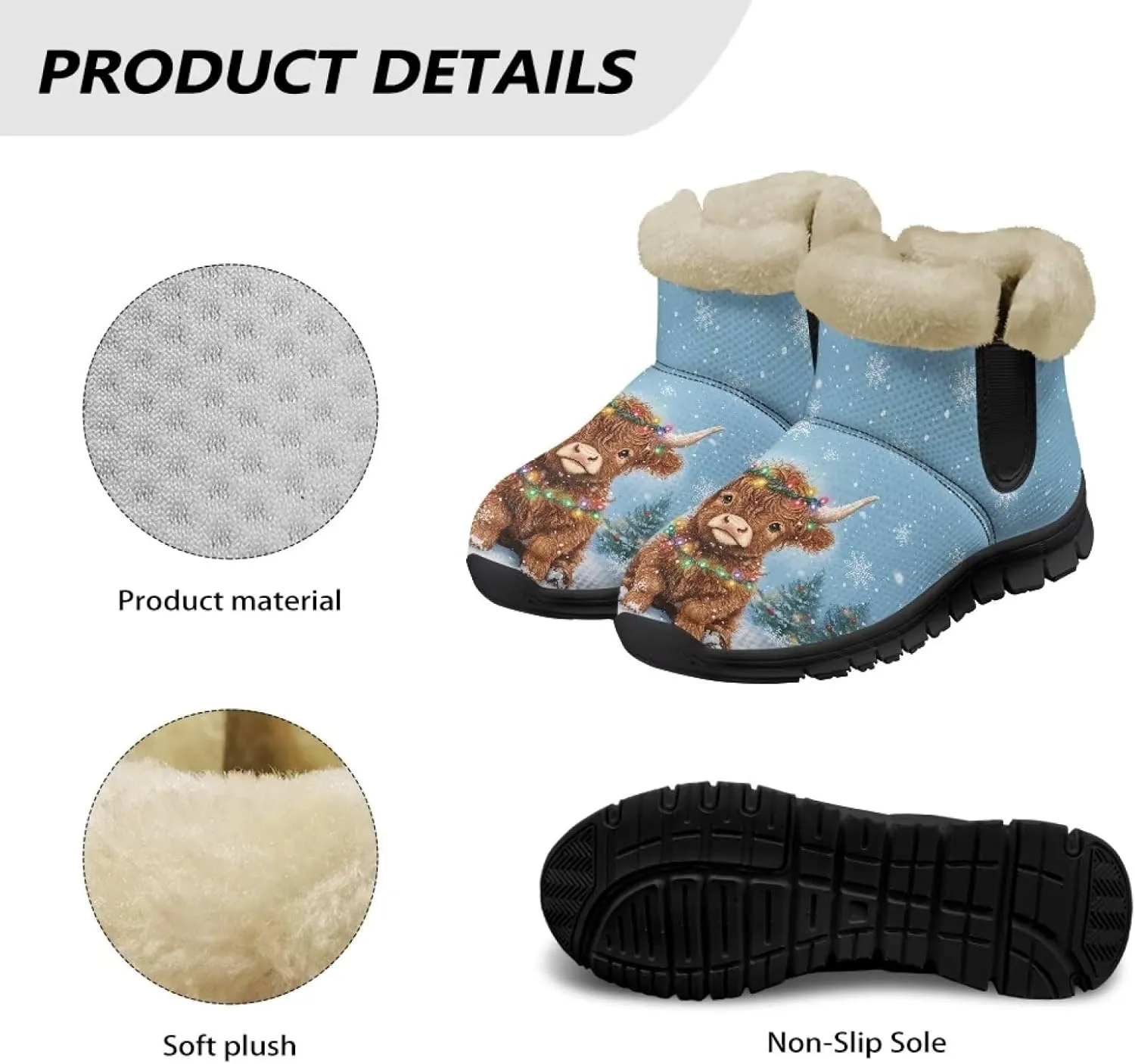 Binienty Warm Boots for Women Comsy Winter Fuzzy Ankle Booties Outdoor
