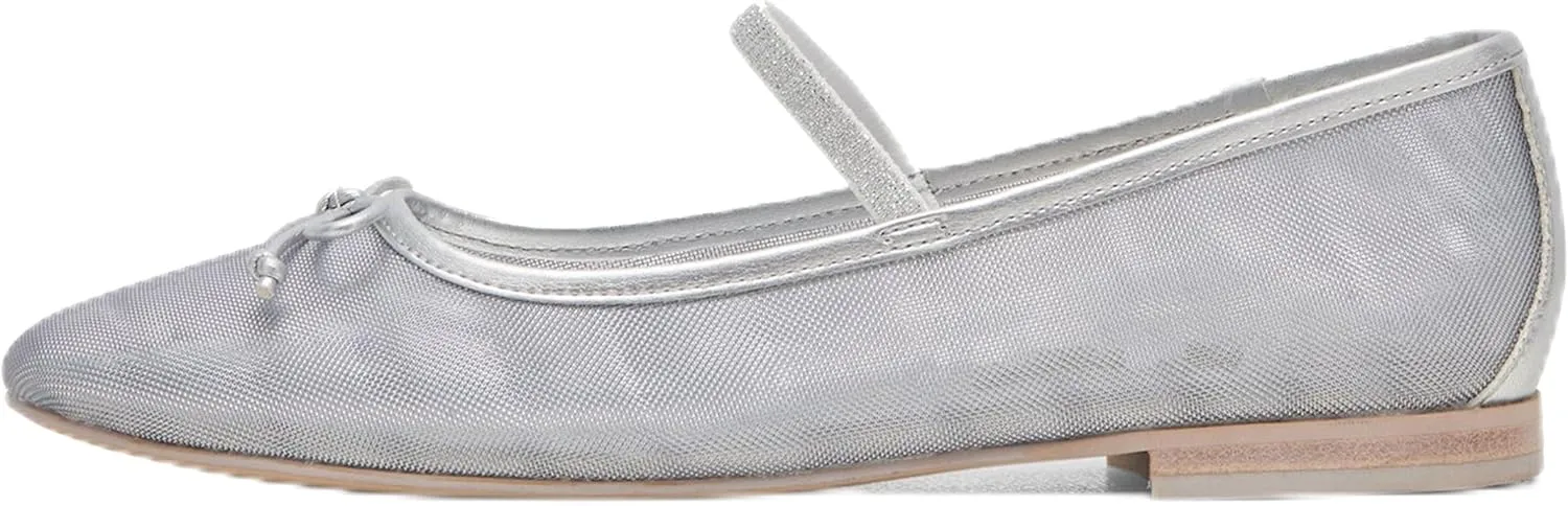 Black Mesh Flats for Women Breathable Mesh Ballet Flats with Cute Bows, Dressy Fishnet Shoes with Round Toe for Comfort and Style Size 9.5