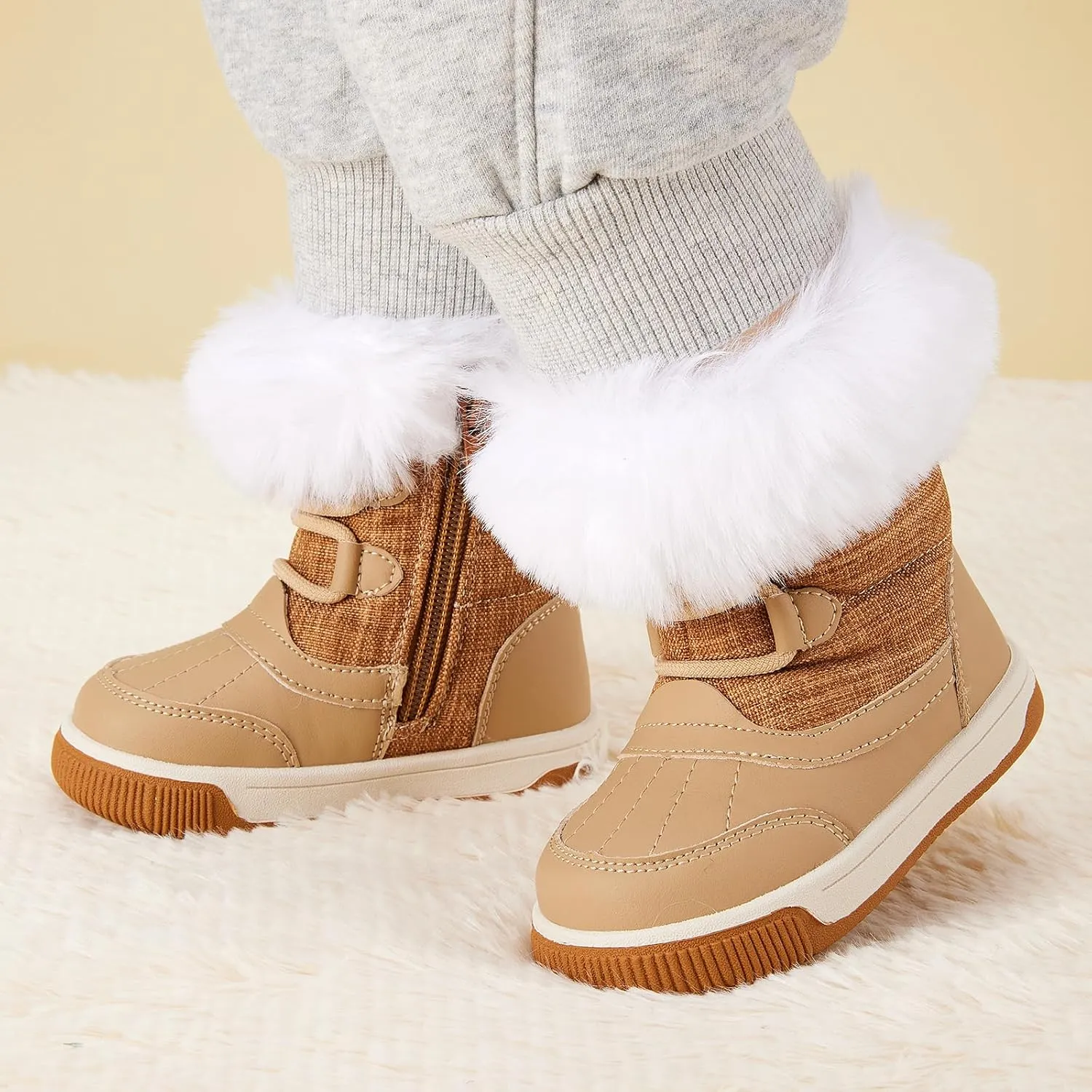 BMCiTYBM Toddler Boy Girl Snow Boots Waterproof Winter Warm Shoes Baby High Top Nonslip Lightweight Outdoor Sneakers for Cold Weather (Infant/Toddler)