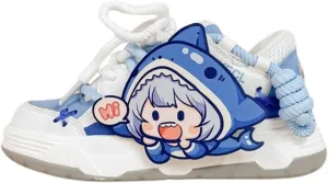 Bobo's House Ultra Friendly Shark Chunky Sneakers Kawaii Hand-Painted Unisex Vegan Leather Platform Shoes