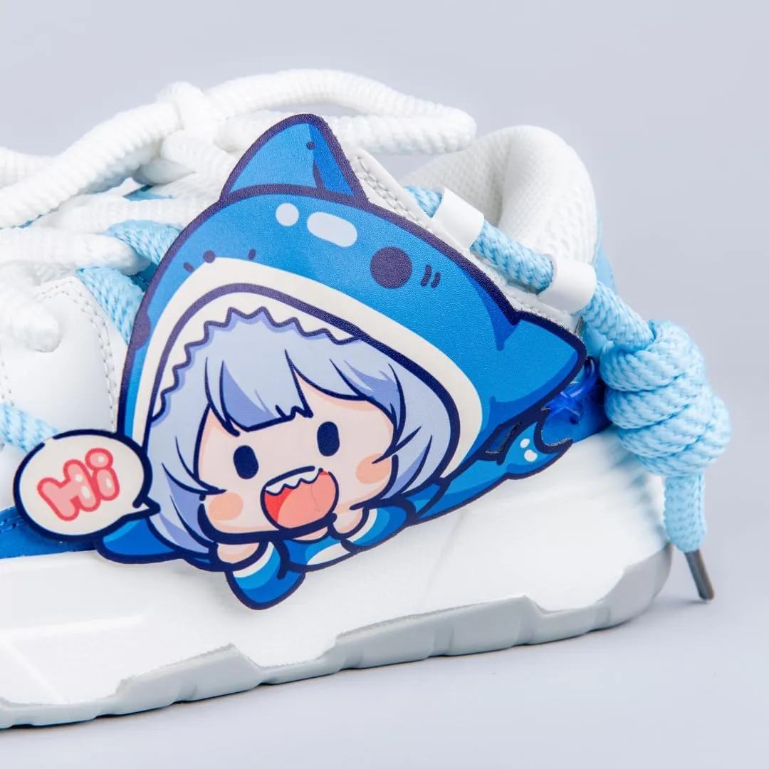 Bobo's House Ultra Friendly Shark Chunky Sneakers Kawaii Hand-Painted Unisex Vegan Leather Platform Shoes