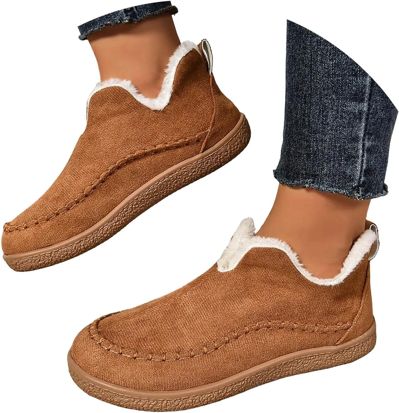 Boots for Women, Women's Ankle Bootie Moccasin Slippers Ladies Warm Winter Indoor Outdoor House Shoes With Memory Foam