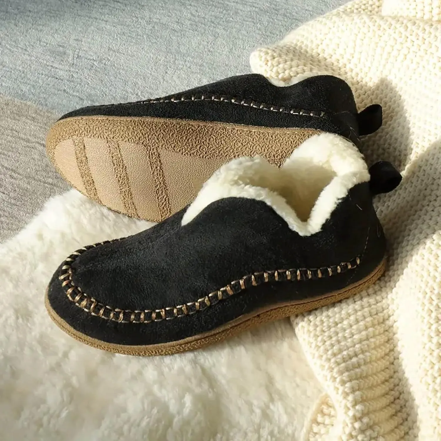 Boots for Women, Women's Warm Winter Indoor Outdoor House Shoes With Memory Foam Ankle Bootie Moccasin Slippers Ladies