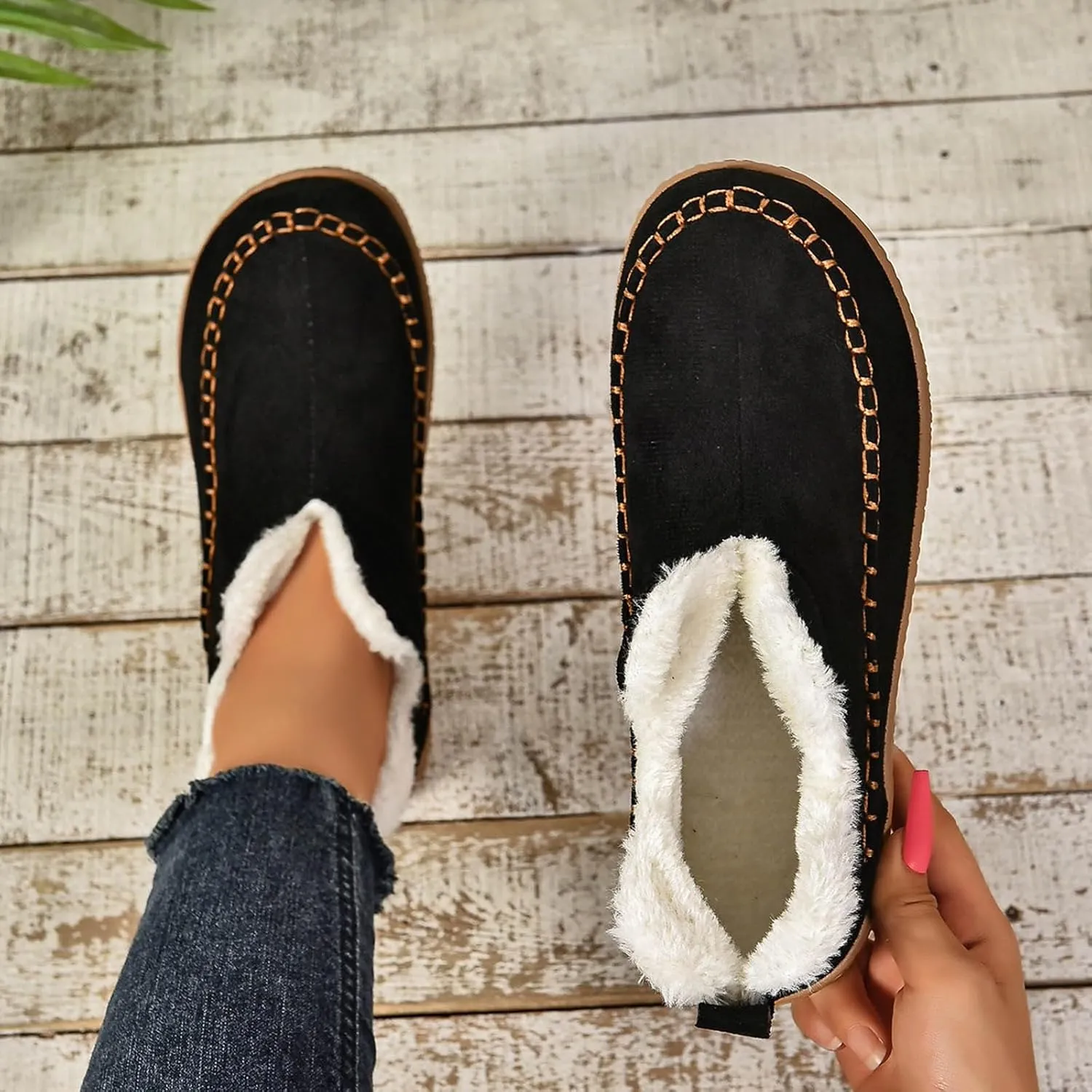 Boots for Women, Women's Warm Winter Indoor Outdoor House Shoes With Memory Foam Ankle Bootie Moccasin Slippers Ladies