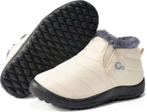 Boys Girls Winter Snow Boots: Warm Fur Lined Toddler Boots Non Slip Waterproof Ankle Booties Convenient Elastic Band Outdoor Little Kids Walking Shoes