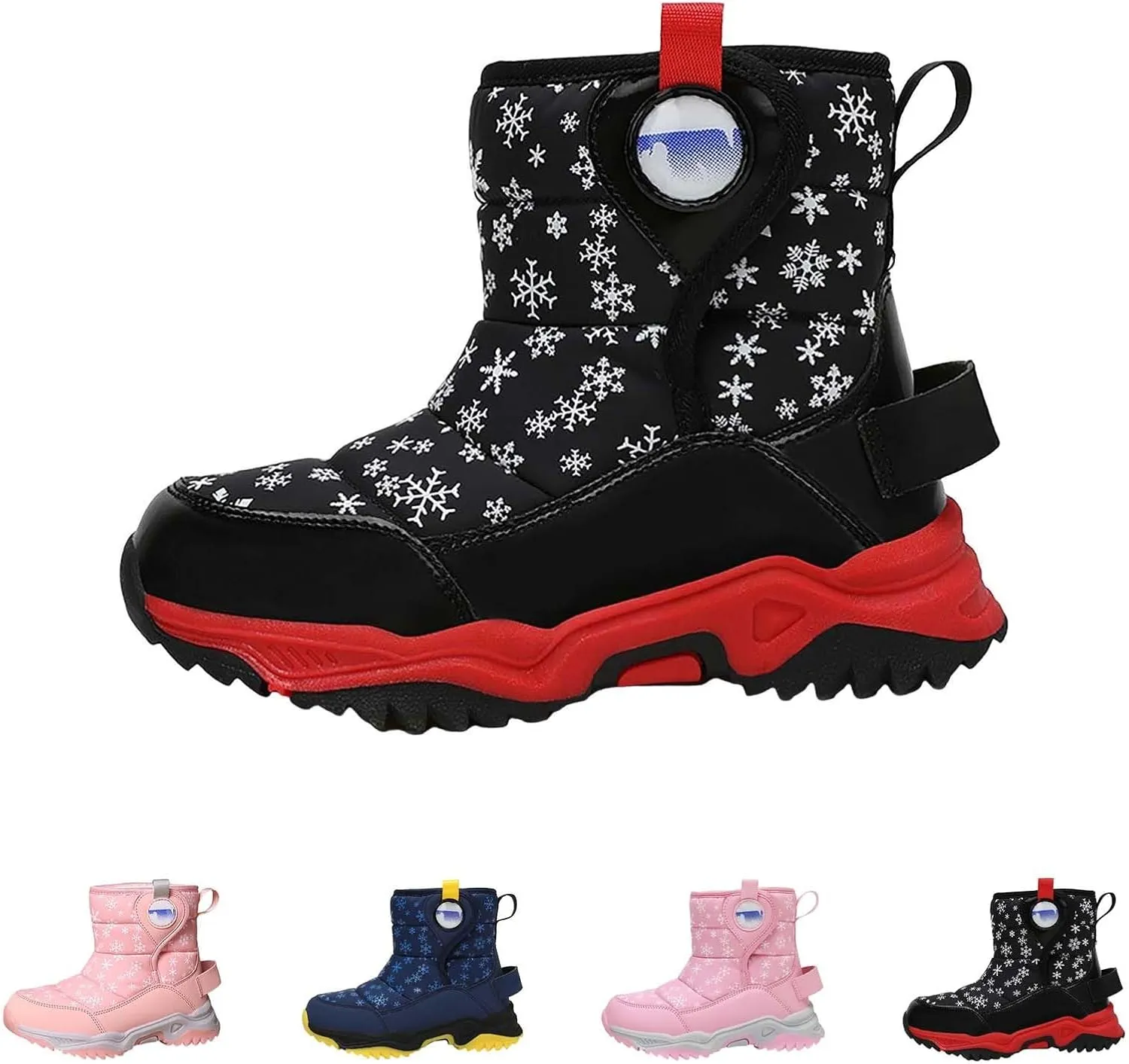 Boys Girls Wnter Snow Boots F𝐮lly F𝐮r Lined Warm Outdoor Hiking Shoes 𝐖aterproof Anti-Slip Kids Toddlers Snow Boots