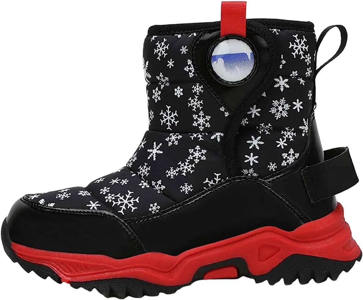 Boys Girls Wnter Snow Boots F𝐮lly F𝐮r Lined Warm Outdoor Hiking Shoes 𝐖aterproof Anti-Slip Kids Toddlers Snow Boots
