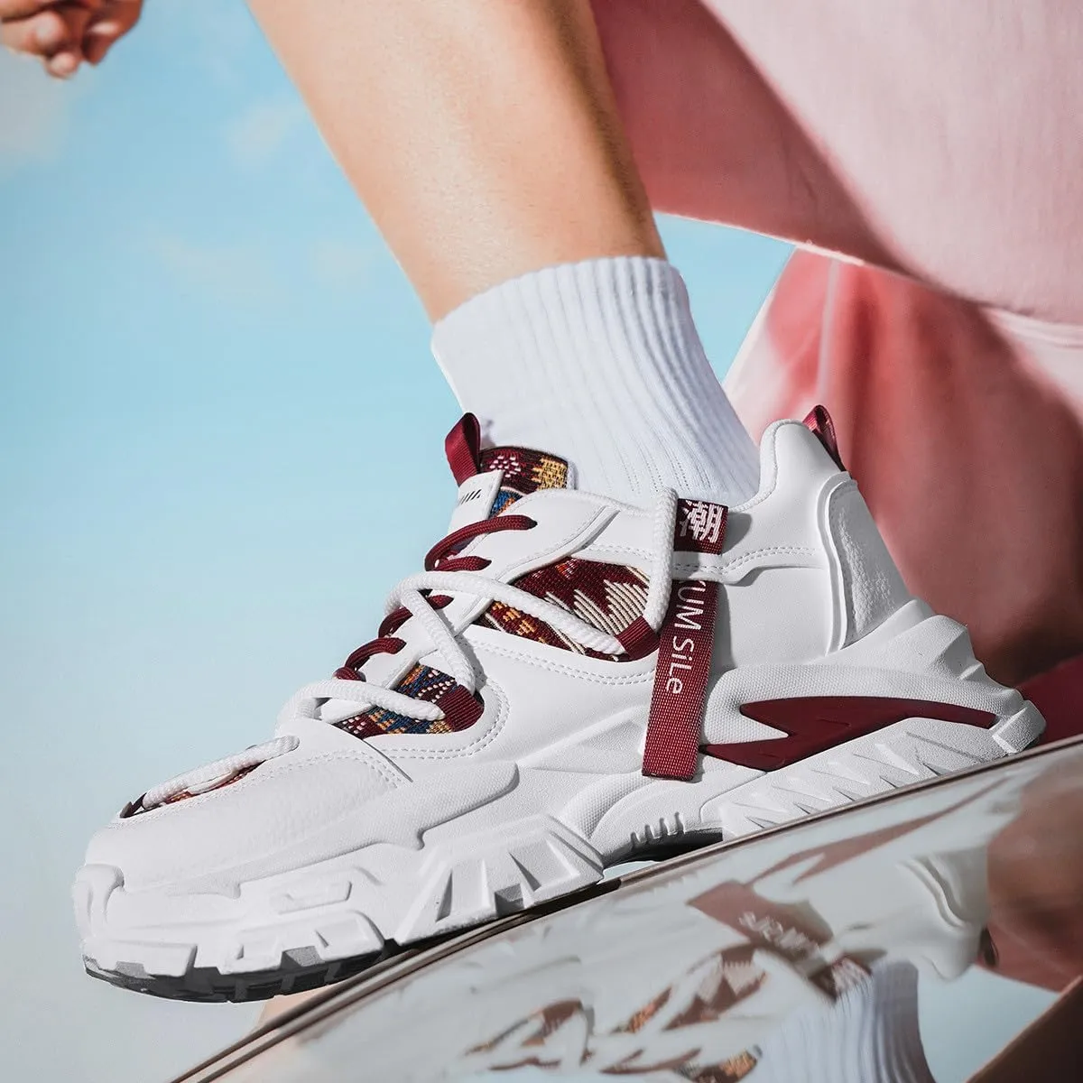 Breathable Fabric Casual Chunky Sneakers Platform Jogging Walking Shoes