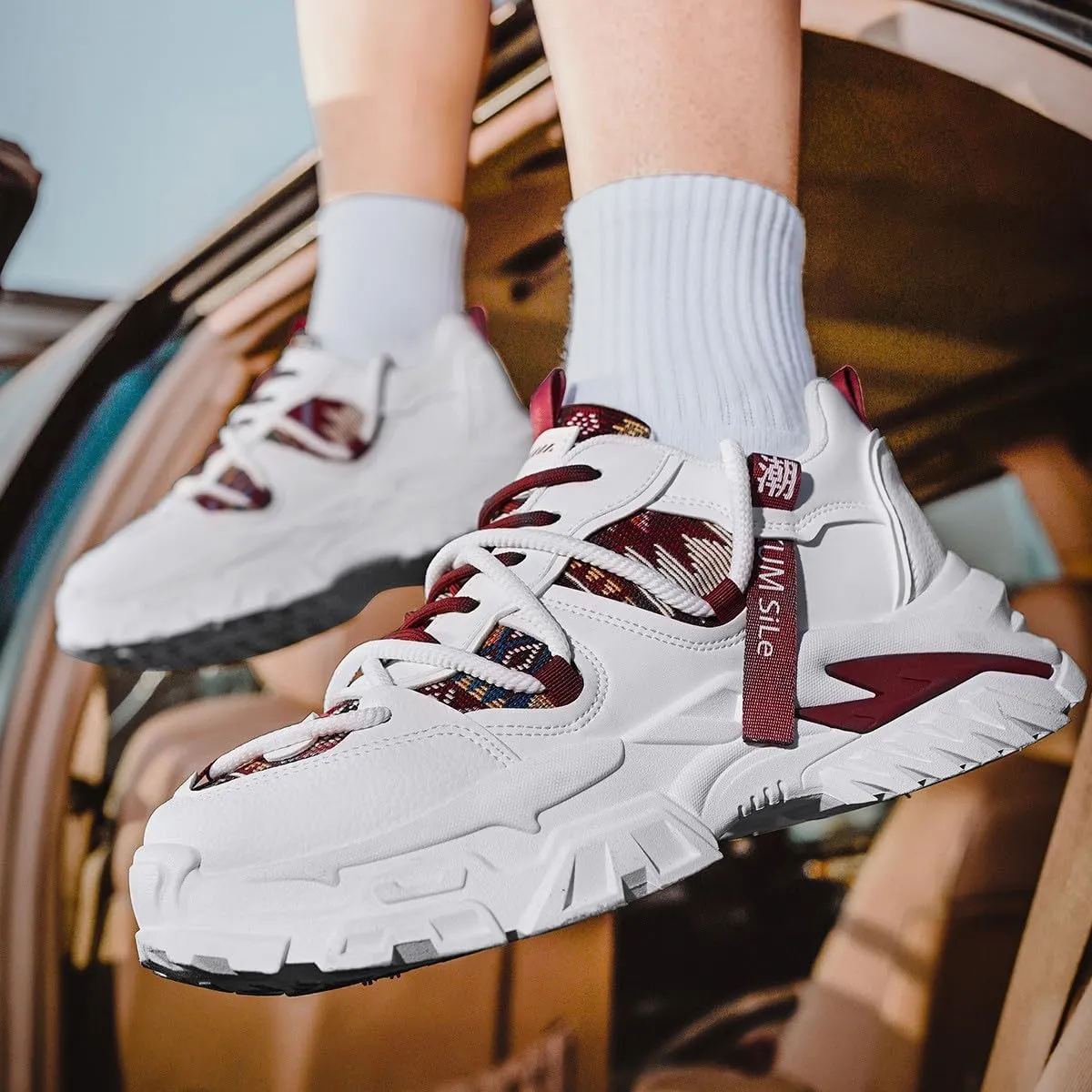 Breathable Fabric Casual Chunky Sneakers Platform Jogging Walking Shoes