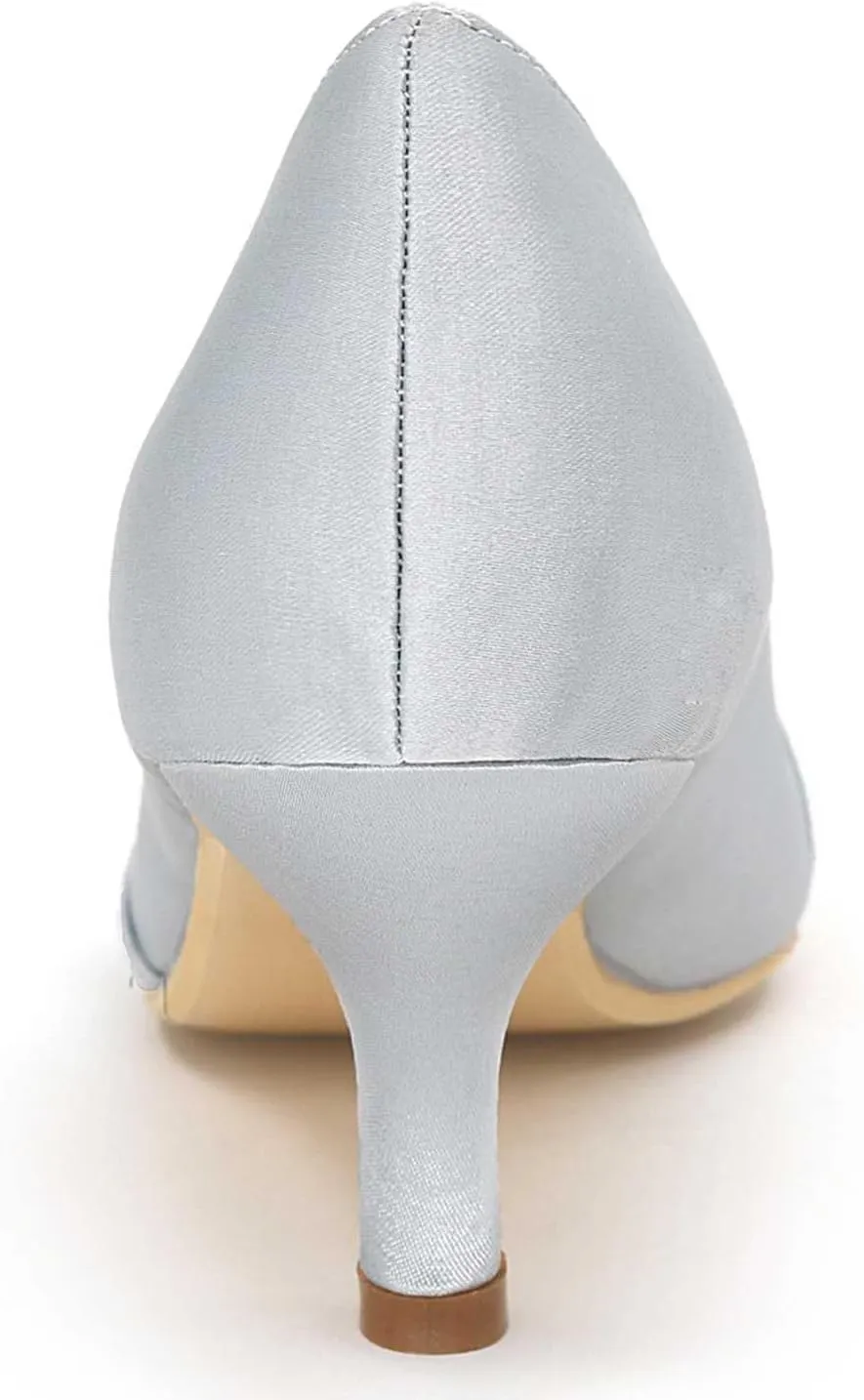 Bride's High Heel Slip-On Wedding Shoes - Closed Toe, Elegant Satin Pumps Perfect for Evening Parties, Proms, & Formal Dress Events