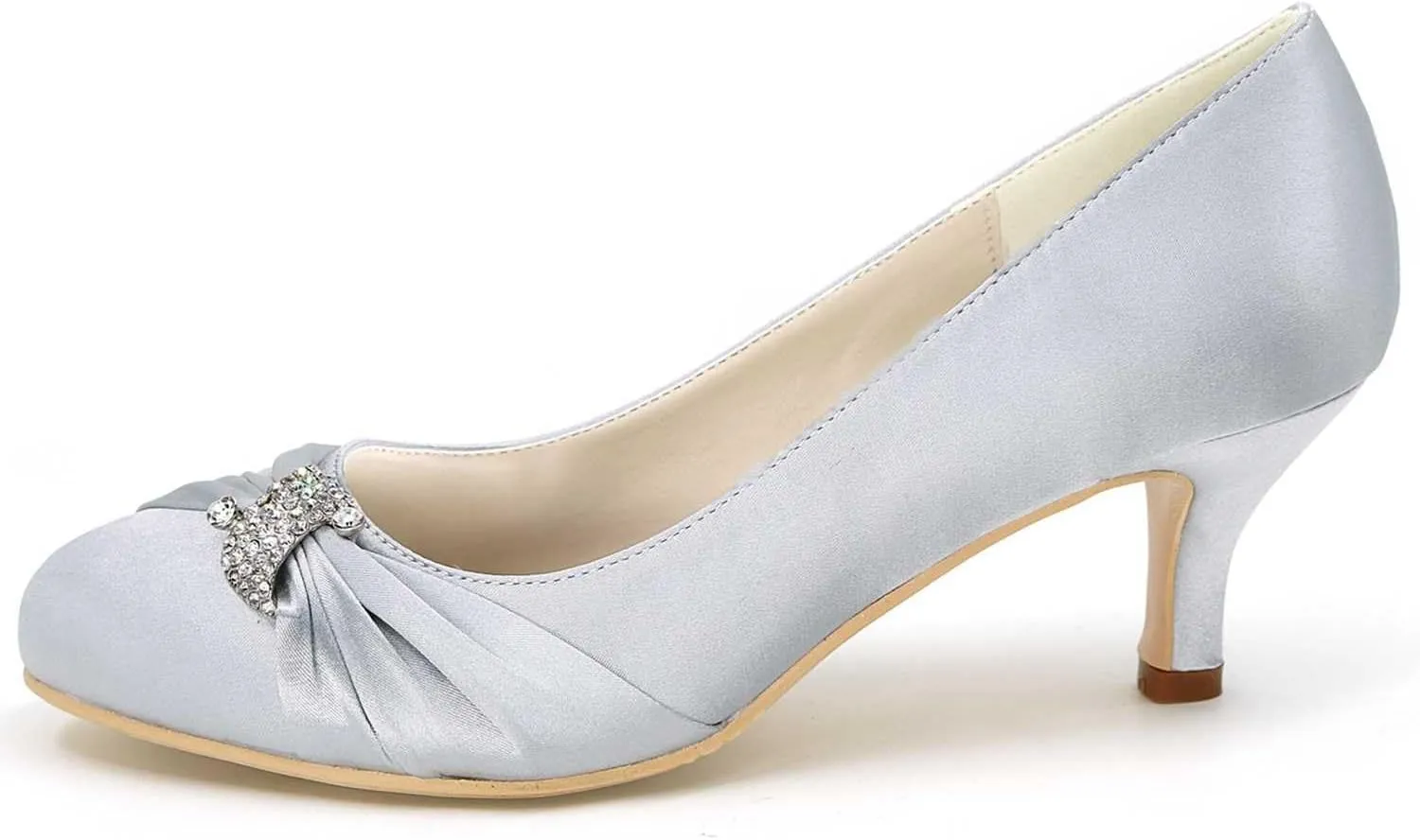 Bride's High Heel Slip-On Wedding Shoes - Closed Toe, Elegant Satin Pumps Perfect for Evening Parties, Proms, & Formal Dress Events