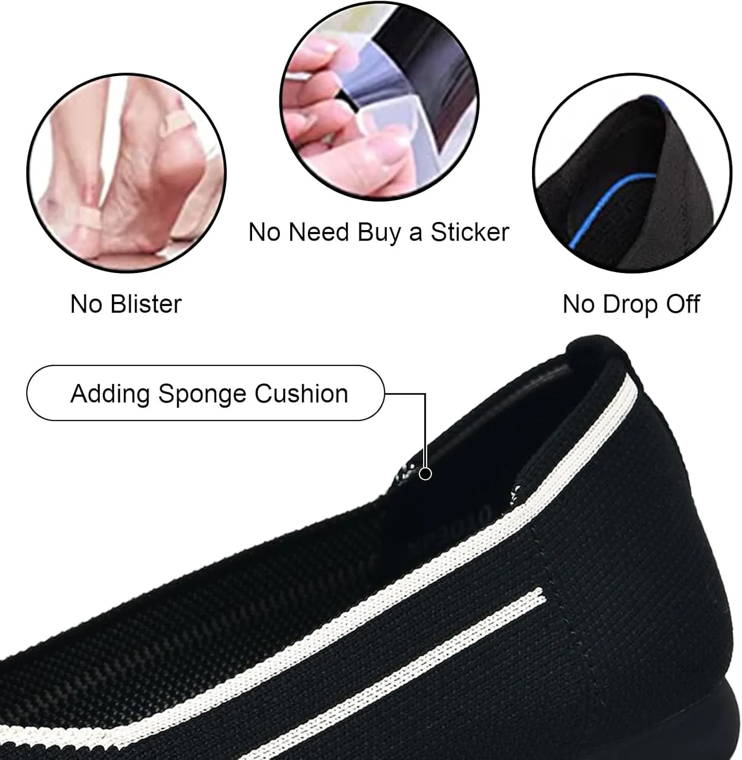Buyrew Women's Flats Pointed Toe Ballet Shoes Knit Dress Shoes Low Wedge Slip On Arch Support Walking Office Business Flats
