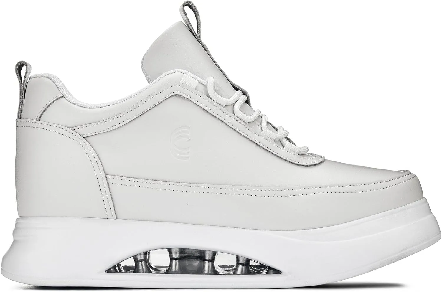 CALTO Men's Invisible Height Increasing Elevator Shoes - Bone/White Sole Chunky Elevated Platform Sneakers - 3.2 Inches Taller - S4926 - Size 9 D(M) US