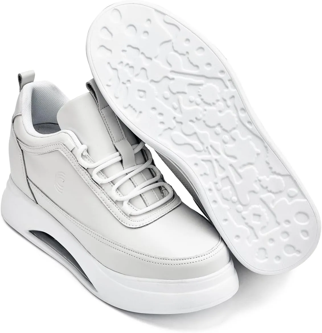 CALTO Men's Invisible Height Increasing Elevator Shoes - Bone/White Sole Chunky Elevated Platform Sneakers - 3.2 Inches Taller - S4926 - Size 9 D(M) US