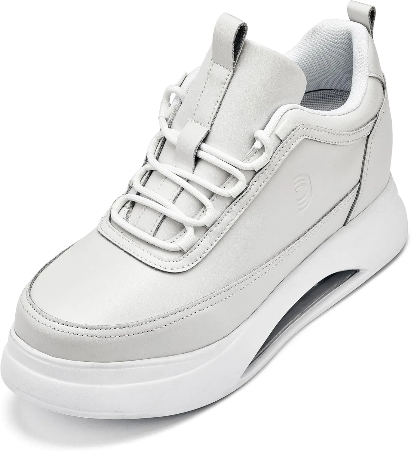 CALTO Men's Invisible Height Increasing Elevator Shoes - Bone/White Sole Chunky Elevated Platform Sneakers - 3.2 Inches Taller - S4926 - Size 9 D(M) US