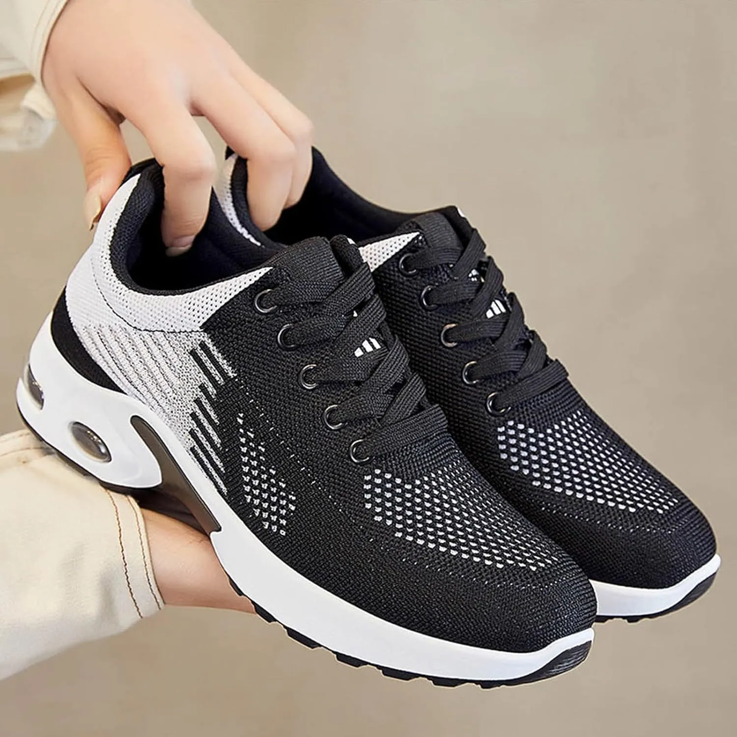 Cathalem Musabela Orthopedic Sneakers for Women, Comfortable Orthopedic Shoes Mesh Casual Breathable Knit Air Cushion Shoes