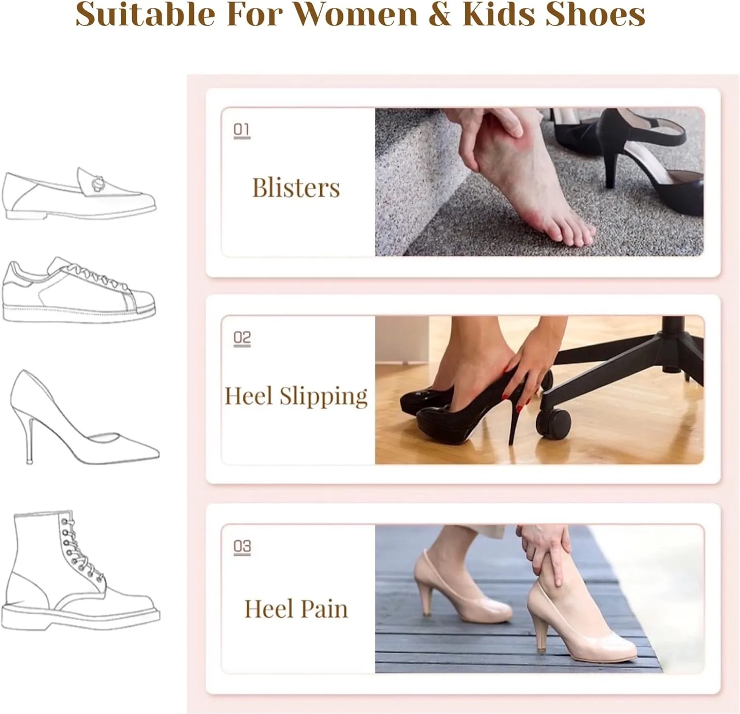 CB 4-Pairs of Cloth Surface Sponge Inserts Invisible Slim Lightweight Insoles Liners, Ball of Foot Pain Relief Cushion, Barefoot Support, 3/4 Length for Women's Shoes 5-7, Style A, Nude & Black