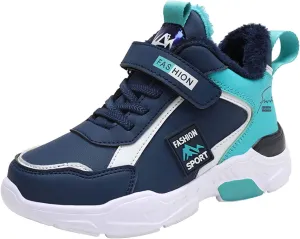 CERYTHRINA Boys Waterproof Ankle Boots Warm Faux Fur Fashion Sneakers Traines High Top Booties Walking Shoes