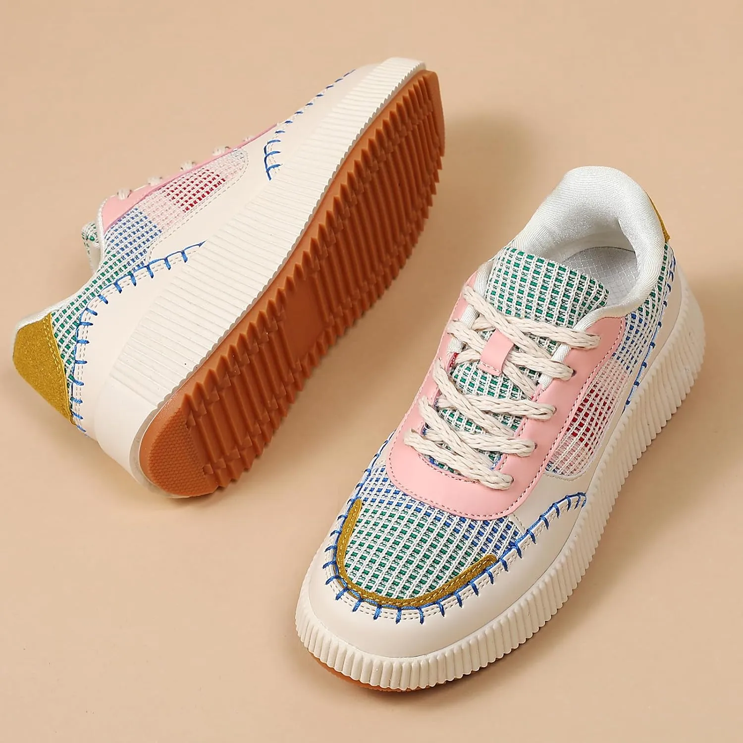 CERYTHRINA Platform Sneakers Women Fashion Shoes: 2.2 Inches - Chunky Braided Walking Shoes