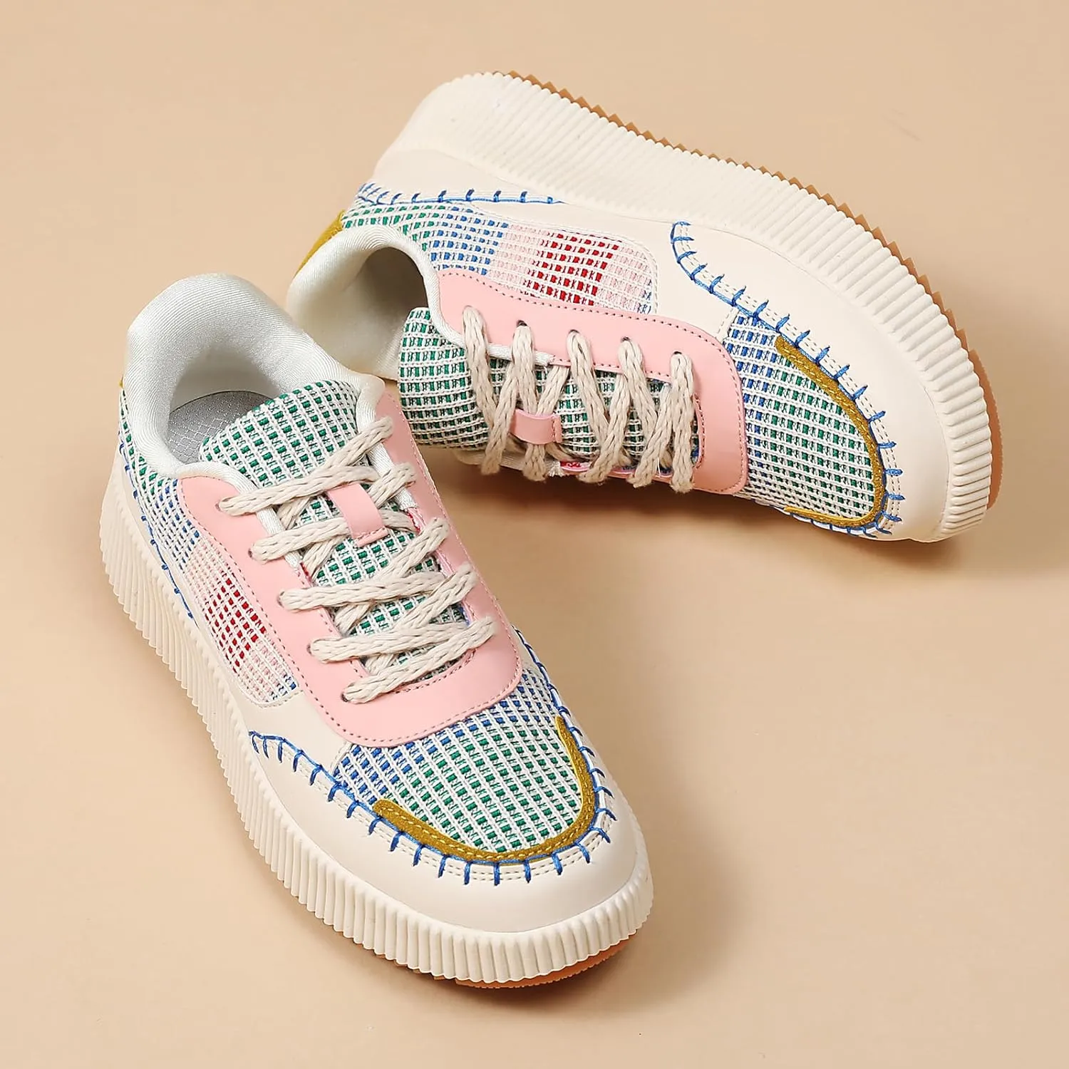 CERYTHRINA Platform Sneakers Women Fashion Shoes: 2.2 Inches - Chunky Braided Walking Shoes