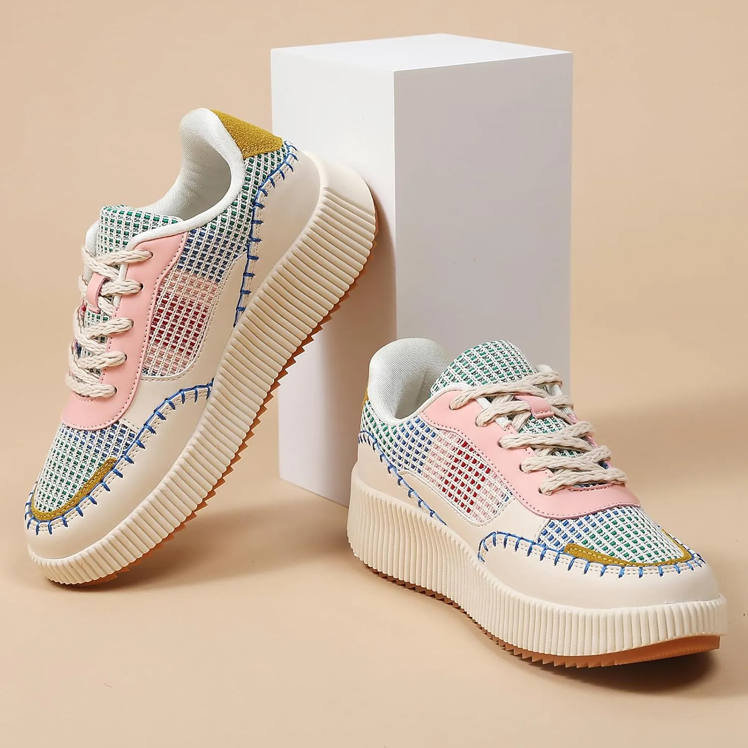 CERYTHRINA Platform Sneakers Women Fashion Shoes: 2.2 Inches - Chunky Braided Walking Shoes