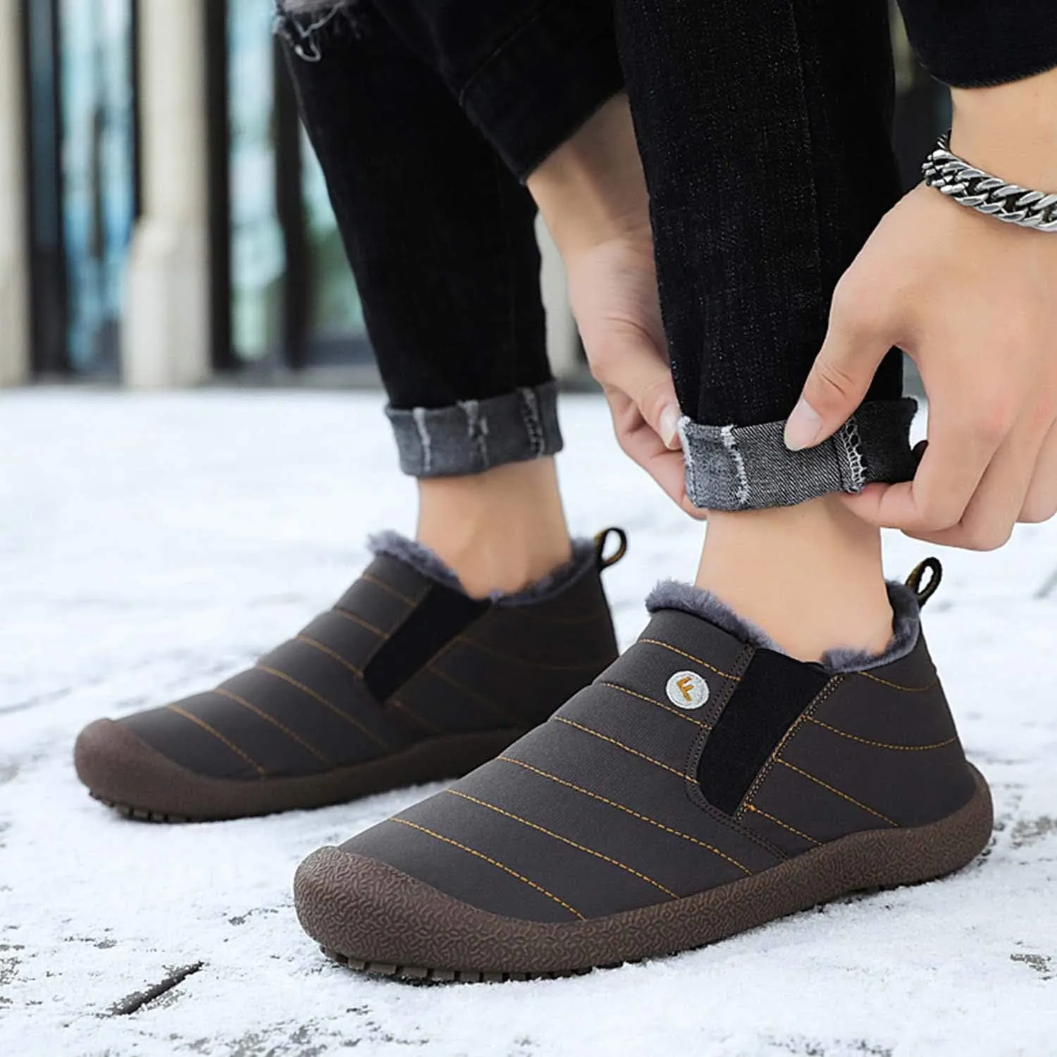 CERYTHRINA Winter Snow Ankle Boots Fur Lining Waterproof Outdoor Slip On Booties Sneakers for Women and Men