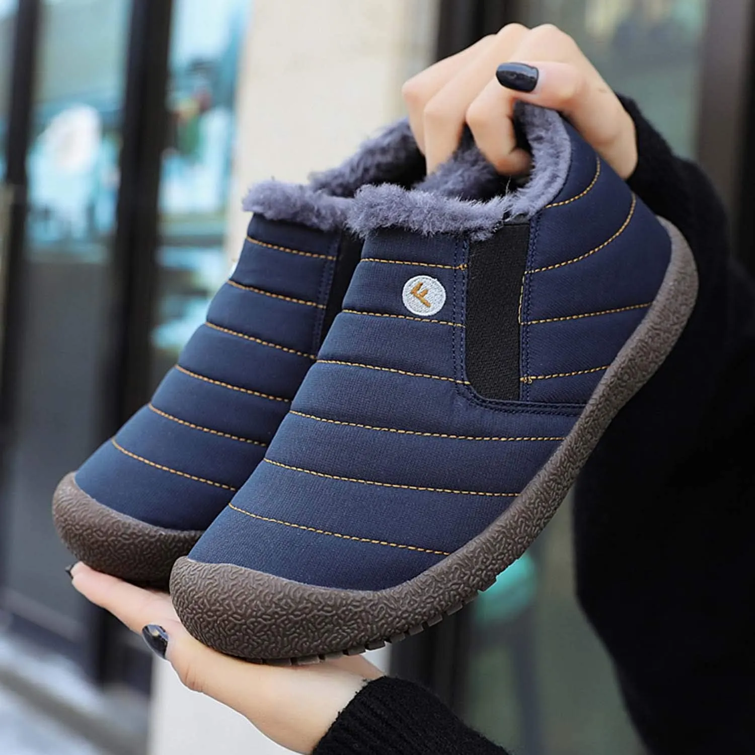 CERYTHRINA Winter Snow Ankle Boots Fur Lining Waterproof Outdoor Slip On Booties Sneakers for Women and Men