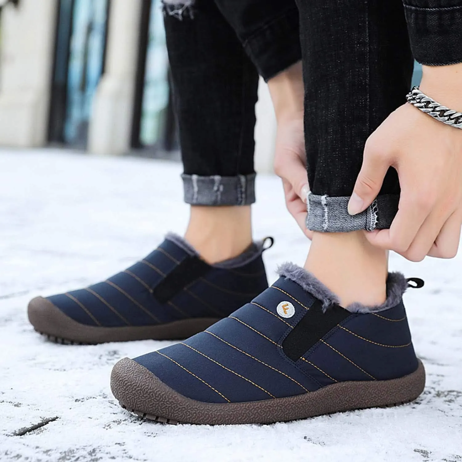 CERYTHRINA Winter Snow Ankle Boots Fur Lining Waterproof Outdoor Slip On Booties Sneakers for Women and Men