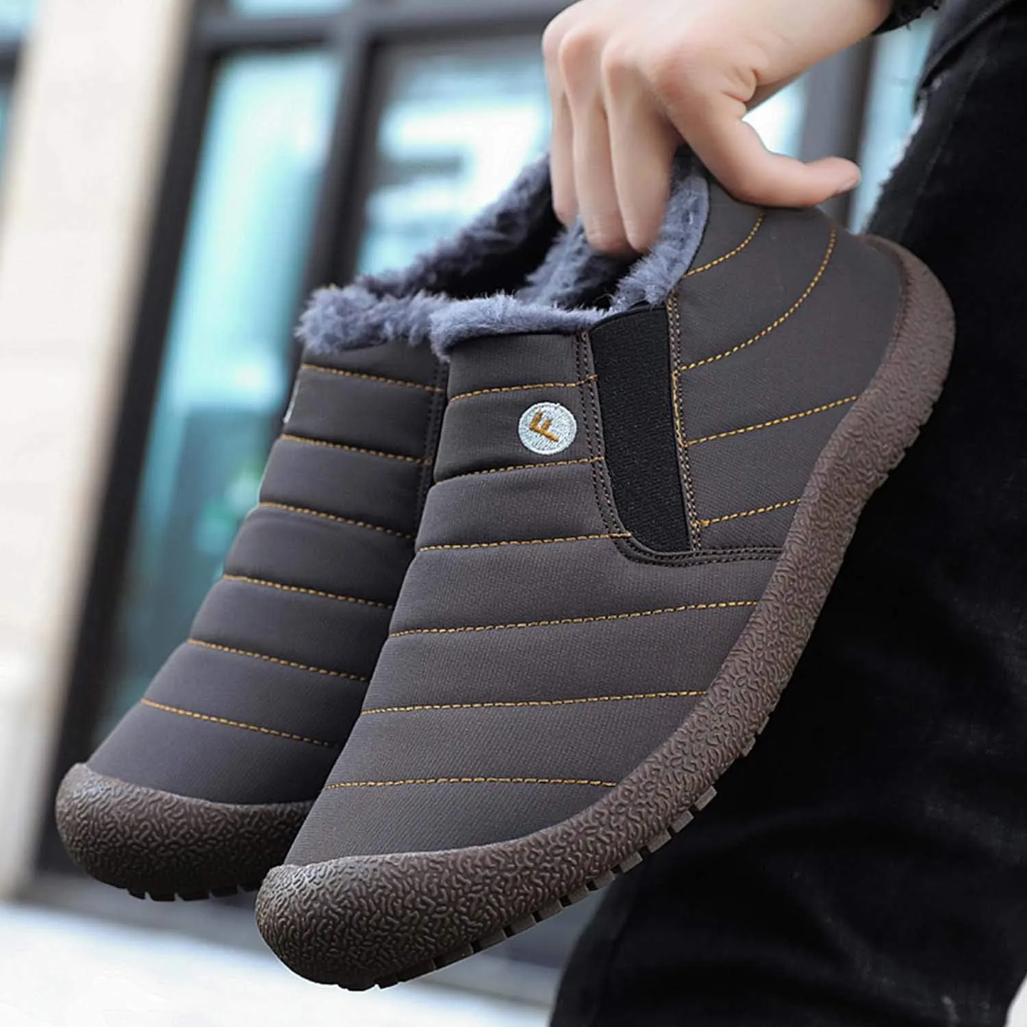 CERYTHRINA Winter Snow Ankle Boots Fur Lining Waterproof Outdoor Slip On Booties Sneakers for Women and Men