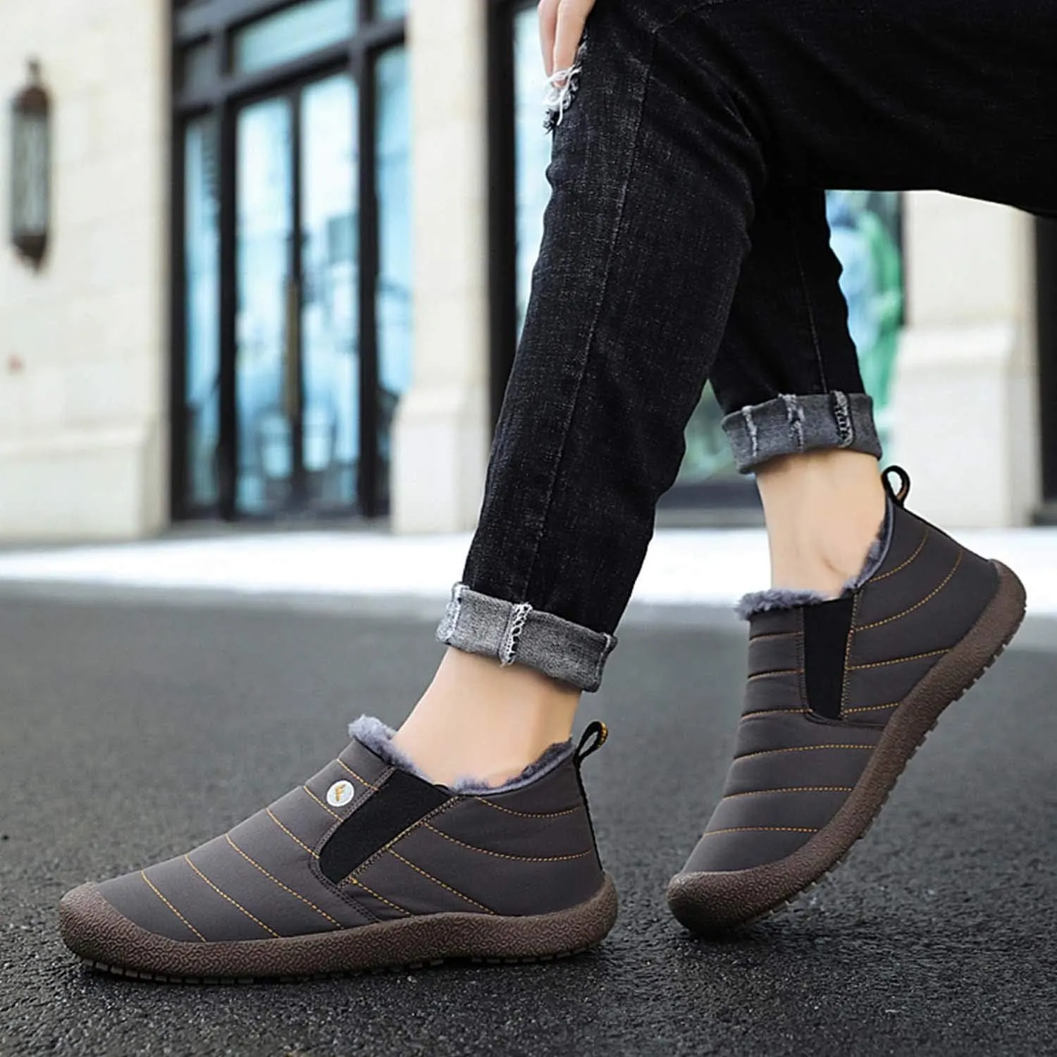 CERYTHRINA Winter Snow Ankle Boots Fur Lining Waterproof Outdoor Slip On Booties Sneakers for Women and Men